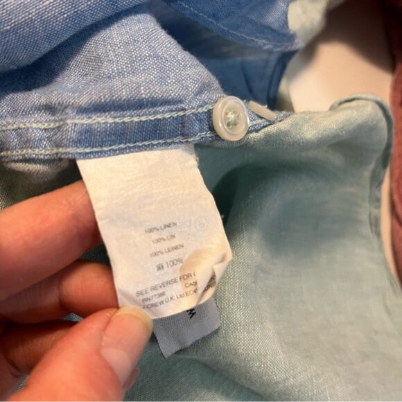 J. Crew Baird McNutt Irish Linen Slim Fit Colourblock Button Down Shirt, M - Picture 8 of 10